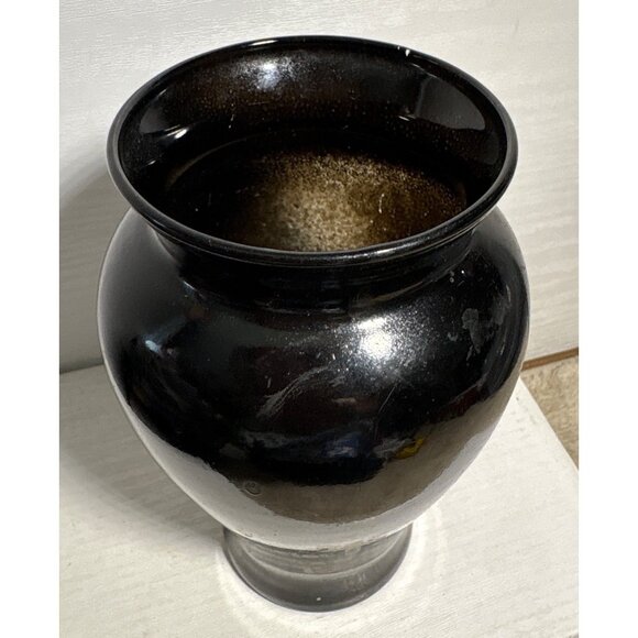 Vintage 1955 Christ Church Sarnia Black Glass Vase 7" Tall - Picture 6 of 9